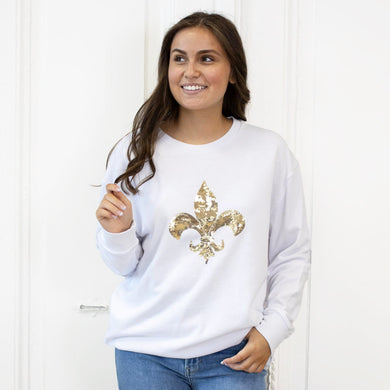 Fleur De Lis Sequin Sweatshit