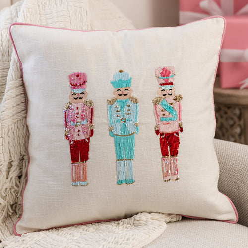 Square Pillow Sequin Nutcrackers