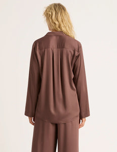 Vegan Silk Long Sleeve Sleep Shirt Garnet