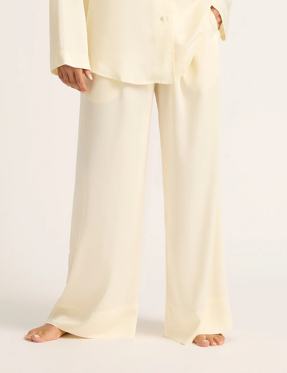 Vegan Silk Wide Leg Sleep Pant Pearl