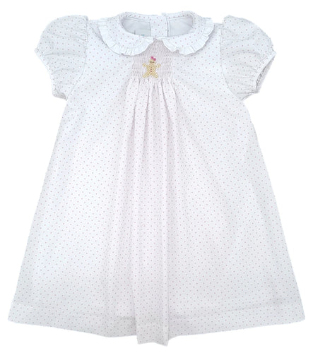 Sage Smocked Dress Pink Bitty Dot