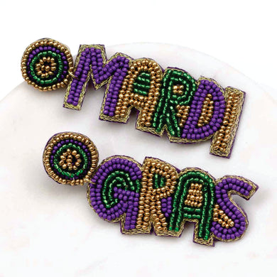 Mardi Gras Beaded Earring